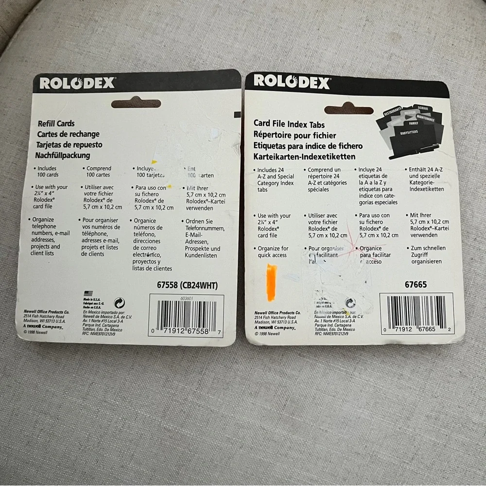 Rolodex Vintage Necessities White Refill Cards and Blue Index Tab Cards New